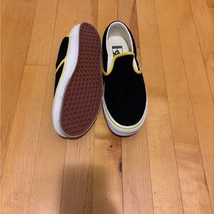 Vans Black and Yellow Slip-On Shoes